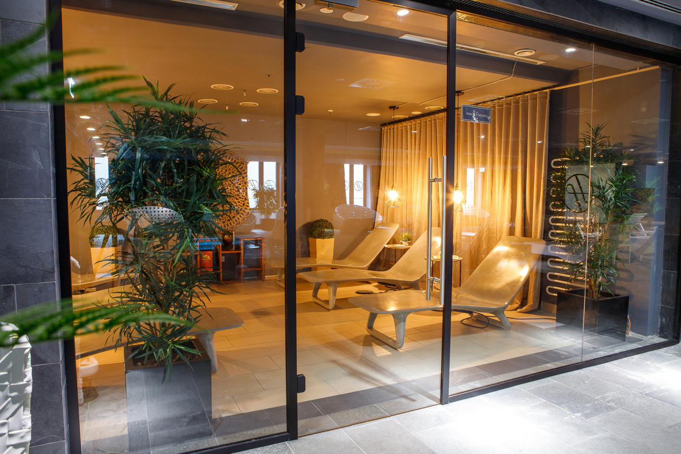 Luxury spa corridor minimal architectural calm